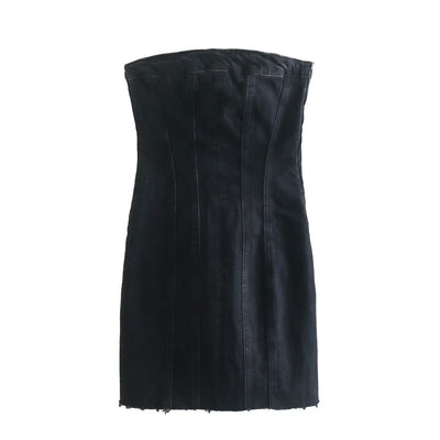 Deemz - Strapless hippe dames jurk met jeans-look