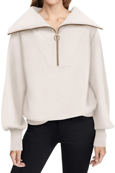 Lea - Witte oversized trui met grote kraag