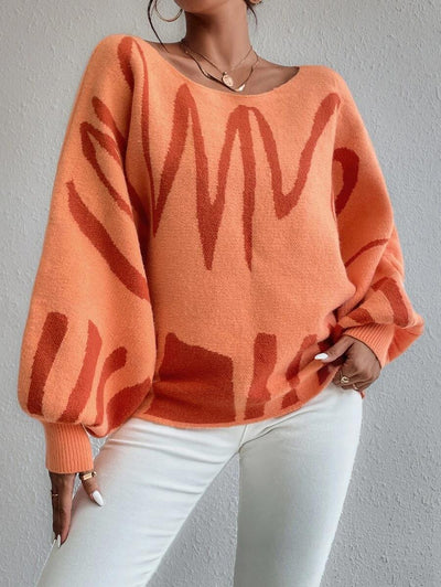 Talia - Oranje oversized trui met pofmouwen