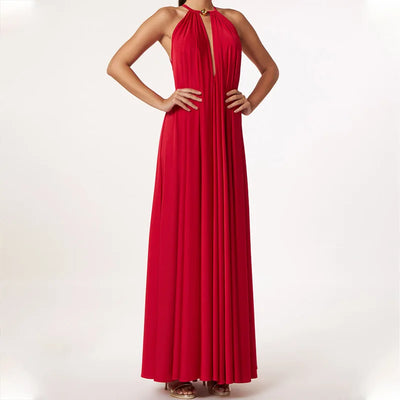 Laura - Elegante V-hals Rugloze Boho Maxi Dress