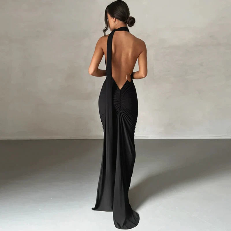 Amara - Oblique Shoulder Maxi Dress