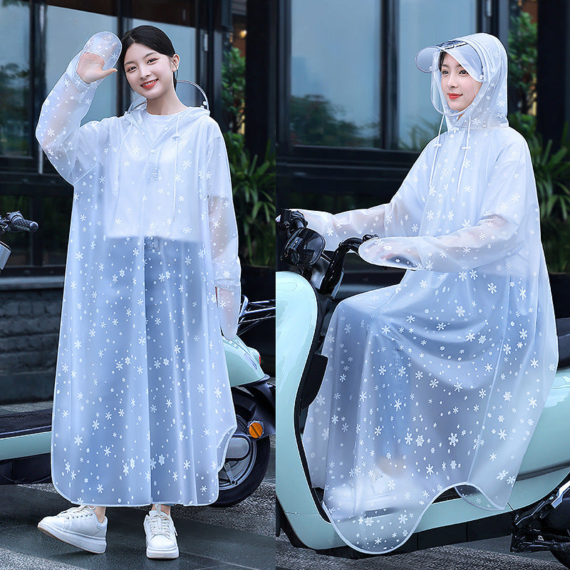 Transparante regenjas met sneeuwvlokprint