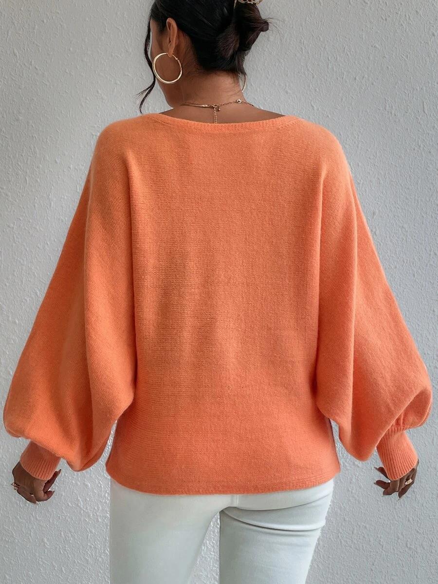 Talia - Oranje oversized trui met pofmouwen