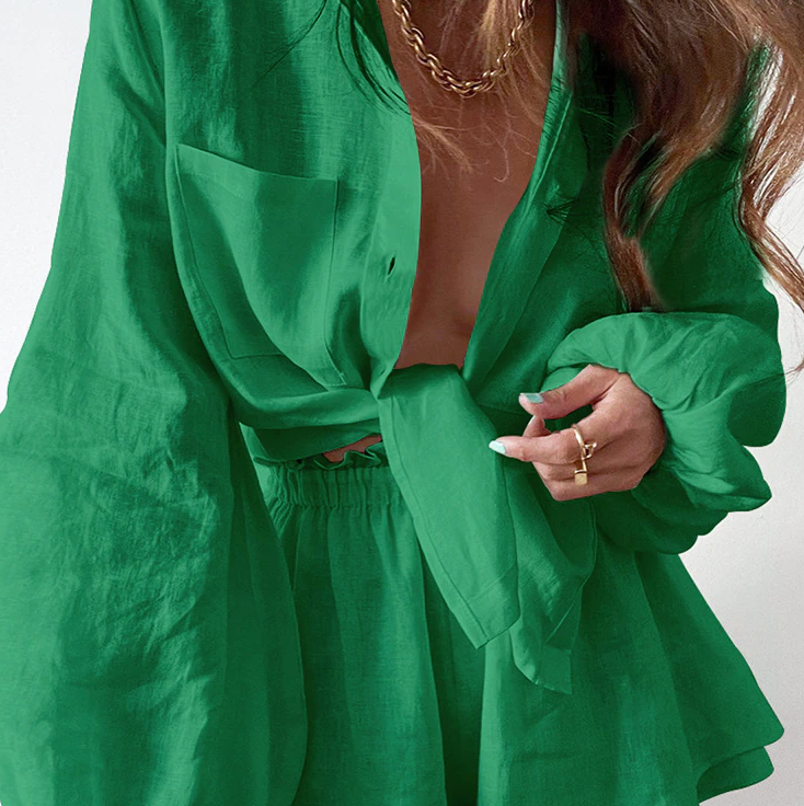Yssa - Lantaarn Lange mouwen top en shorts Set