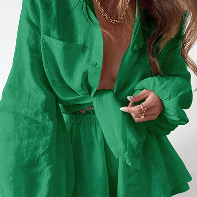 Yssa - Lantaarn Lange mouwen top en shorts Set