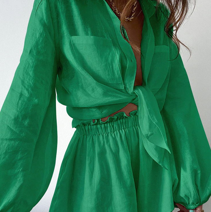Yssa - Lantaarn Lange mouwen top en shorts Set