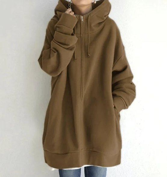 Anya - Stijlvolle pullover met capuchon en ritssluiting