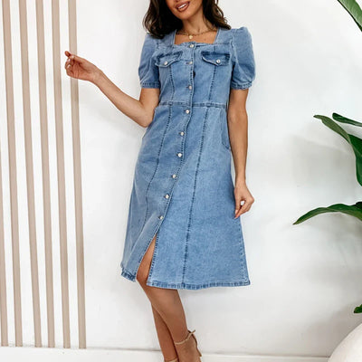 Steffie - Comfortabel Chique Denim Jurkje