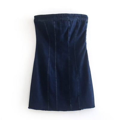 Deemz - Strapless hippe dames jurk met jeans-look