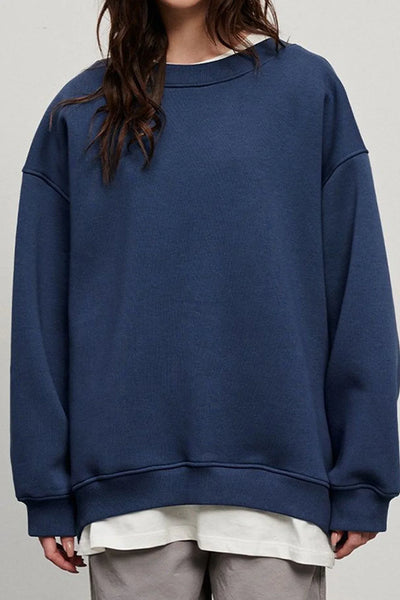 Elena - Effen Crew Neck Oversize Sweatshirt voor dames