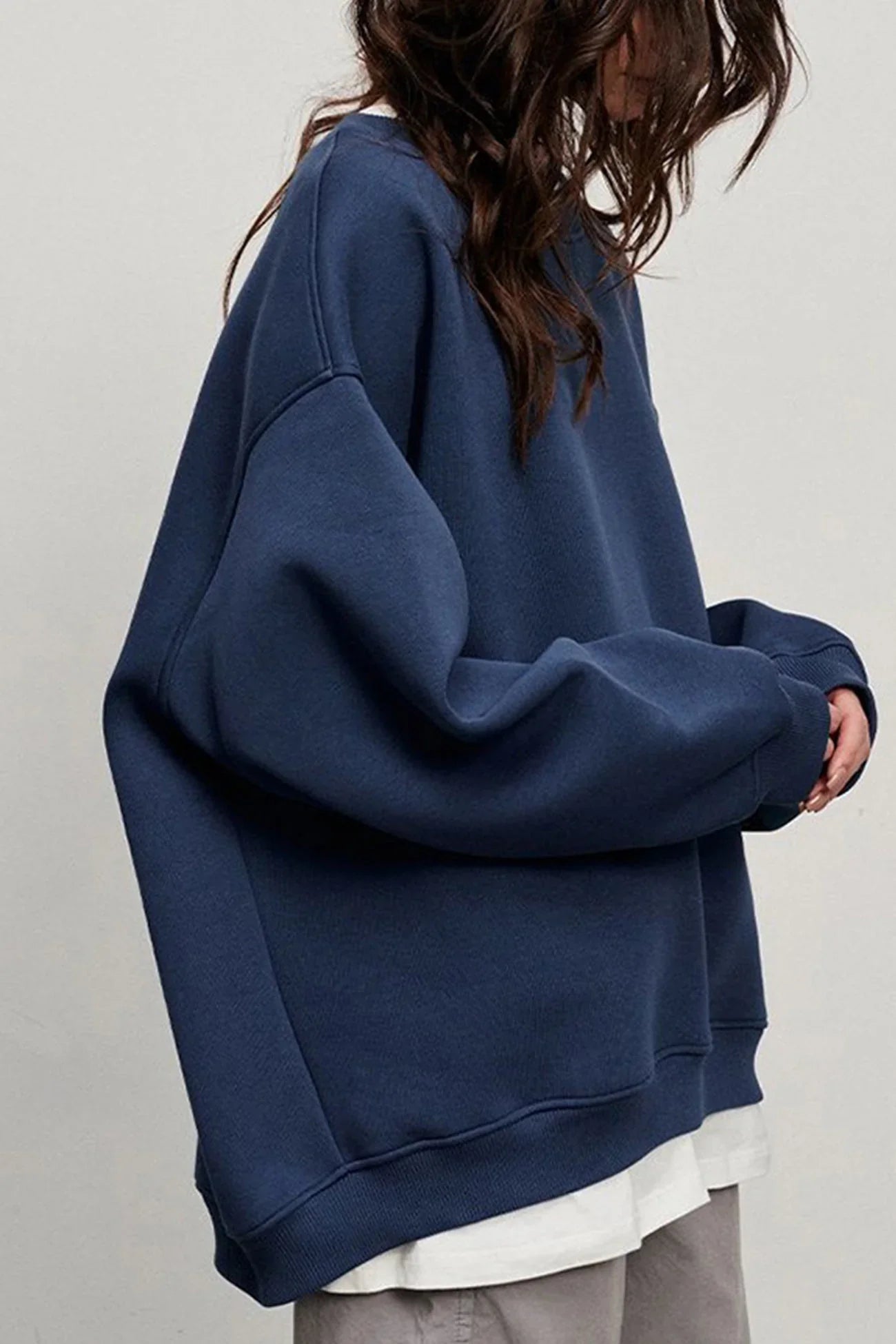 Elena - Effen Crew Neck Oversize Sweatshirt voor dames