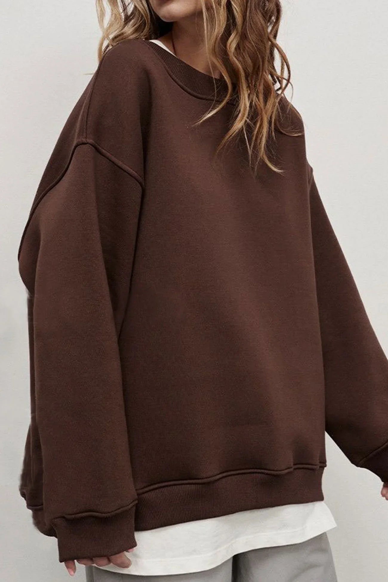 Elena - Effen Crew Neck Oversize Sweatshirt voor dames