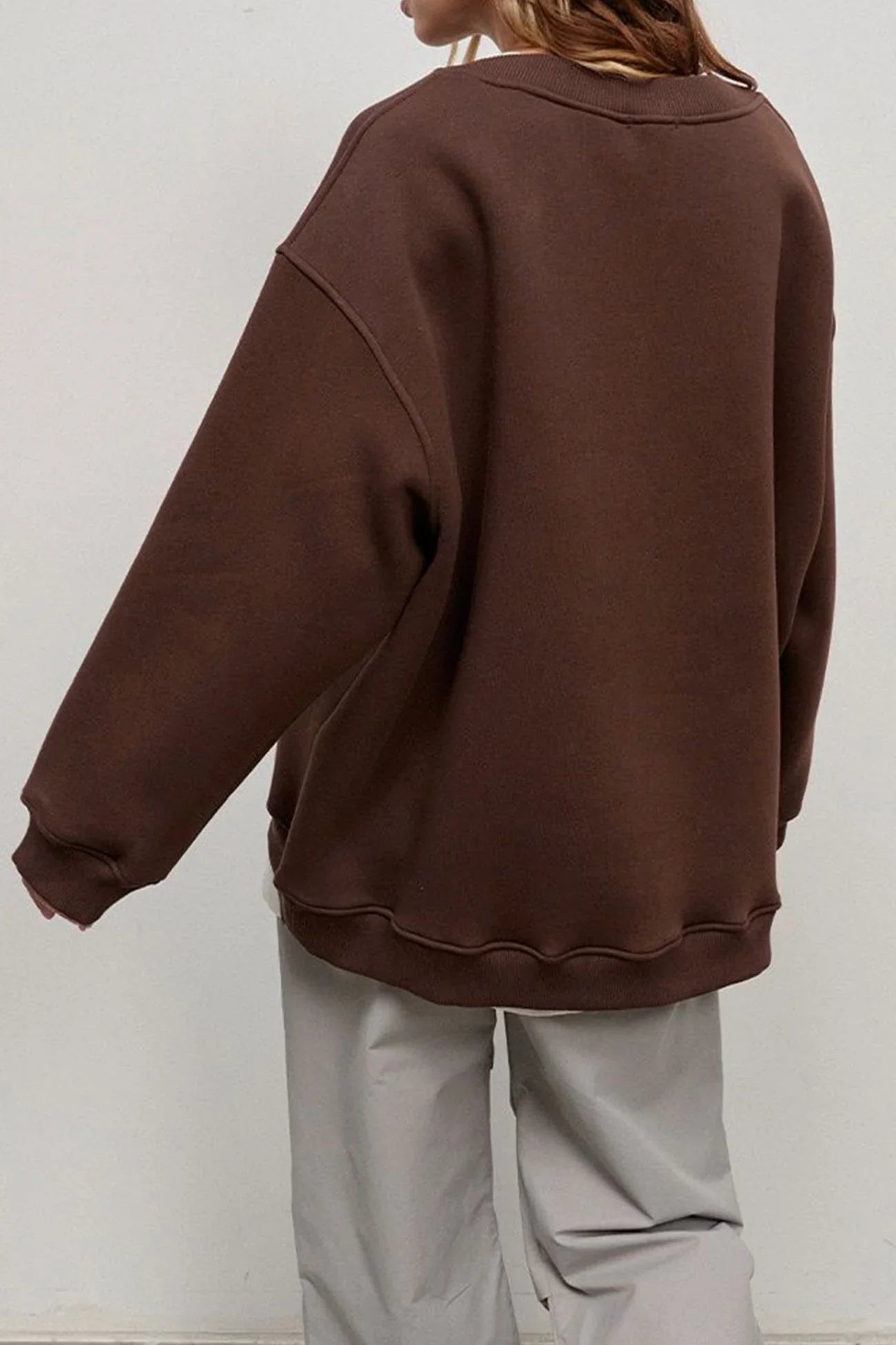 Elena - Effen Crew Neck Oversize Sweatshirt voor dames