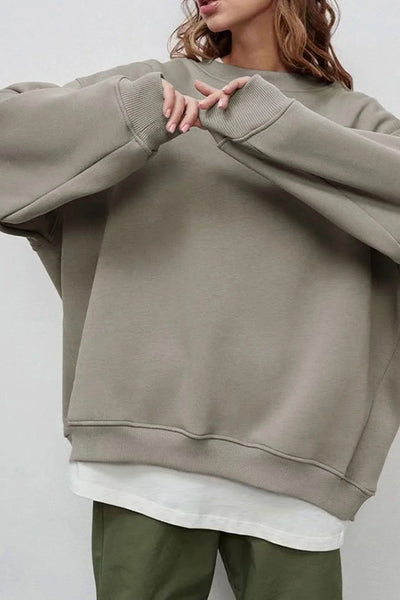Elena - Effen Crew Neck Oversize Sweatshirt voor dames