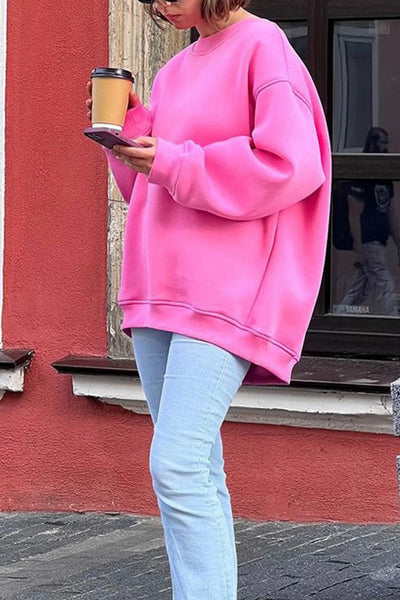Elena - Effen Crew Neck Oversize Sweatshirt voor dames