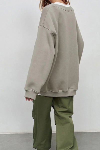 Elena - Effen Crew Neck Oversize Sweatshirt voor dames