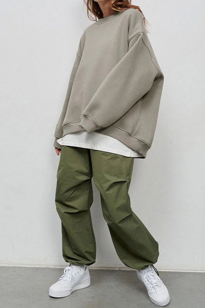 Elena - Effen Crew Neck Oversize Sweatshirt voor dames