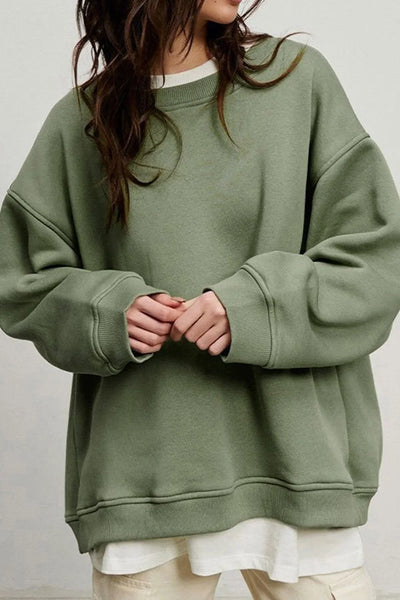 Elena - Effen Crew Neck Oversize Sweatshirt voor dames
