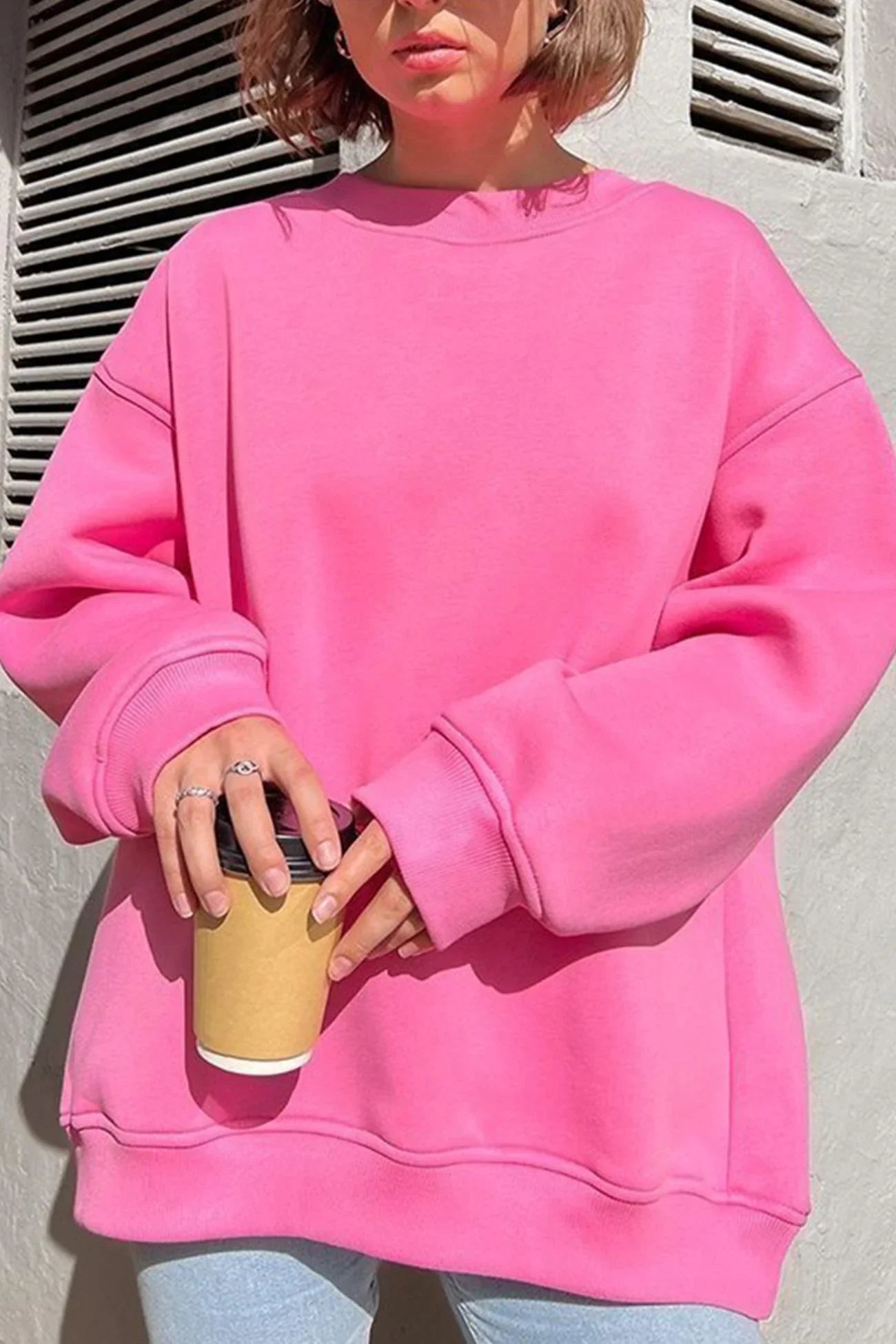 Elena - Effen Crew Neck Oversize Sweatshirt voor dames