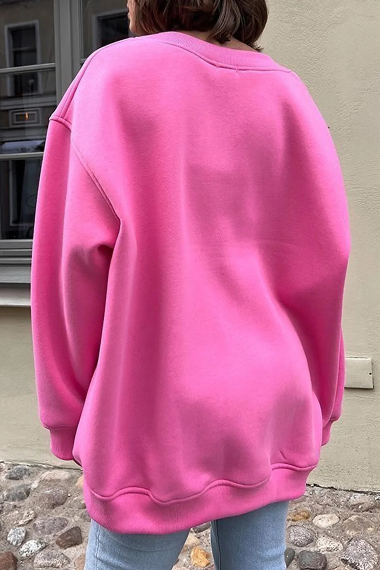 Elena - Effen Crew Neck Oversize Sweatshirt voor dames