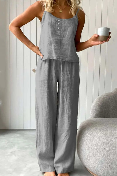 Nathalia - Comfy tweedelige set met spaghettibandjes voor vrouwen