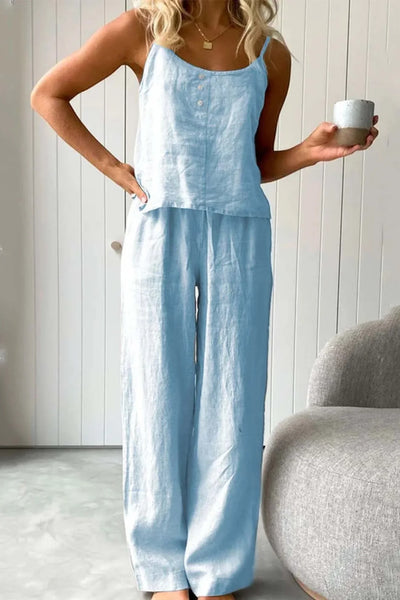 Nathalia - Comfy tweedelige set met spaghettibandjes voor vrouwen