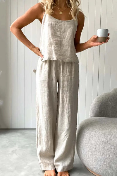 Nathalia - Comfy tweedelige set met spaghettibandjes voor vrouwen