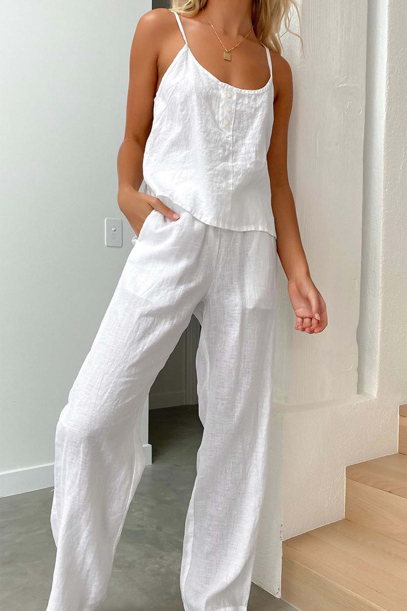 Nathalia - Comfy tweedelige set met spaghettibandjes voor vrouwen