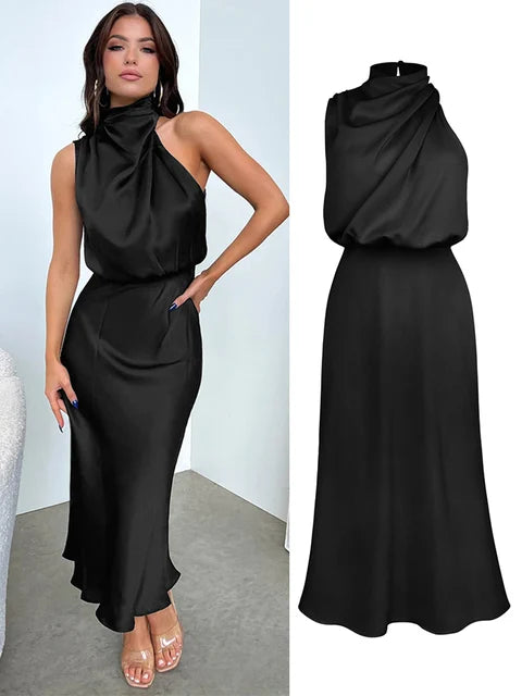 Elise - Elegante Satijnen Maxi Jurk