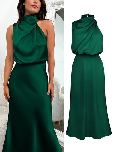 Elise - Elegante Satijnen Maxi Jurk