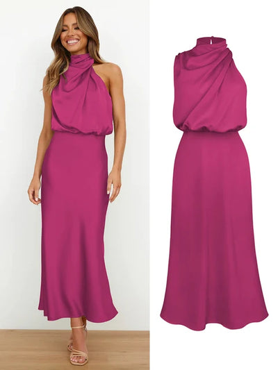 Elise - Elegante Satijnen Maxi Jurk