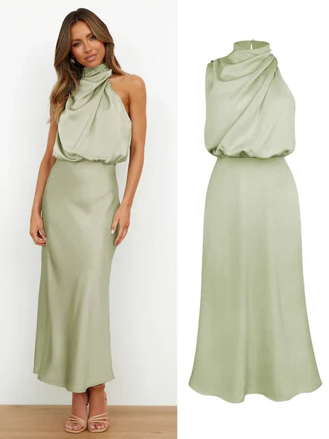 Elise - Elegante Satijnen Maxi Jurk