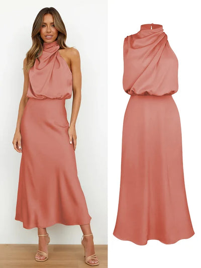 Elise - Elegante Satijnen Maxi Jurk