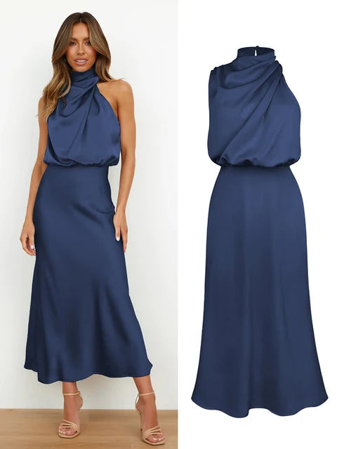 Elise - Elegante Satijnen Maxi Jurk