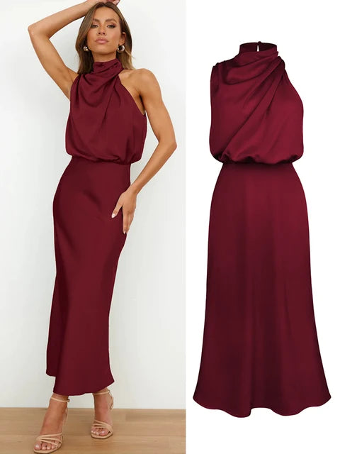 Elise - Elegante Satijnen Maxi Jurk
