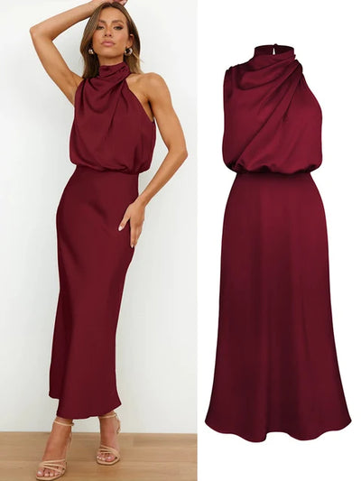 Elise - Elegante Satijnen Maxi Jurk