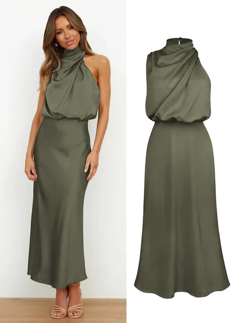 Elise - Elegante Satijnen Maxi Jurk