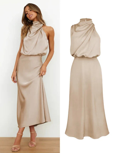 Elise - Elegante Satijnen Maxi Jurk