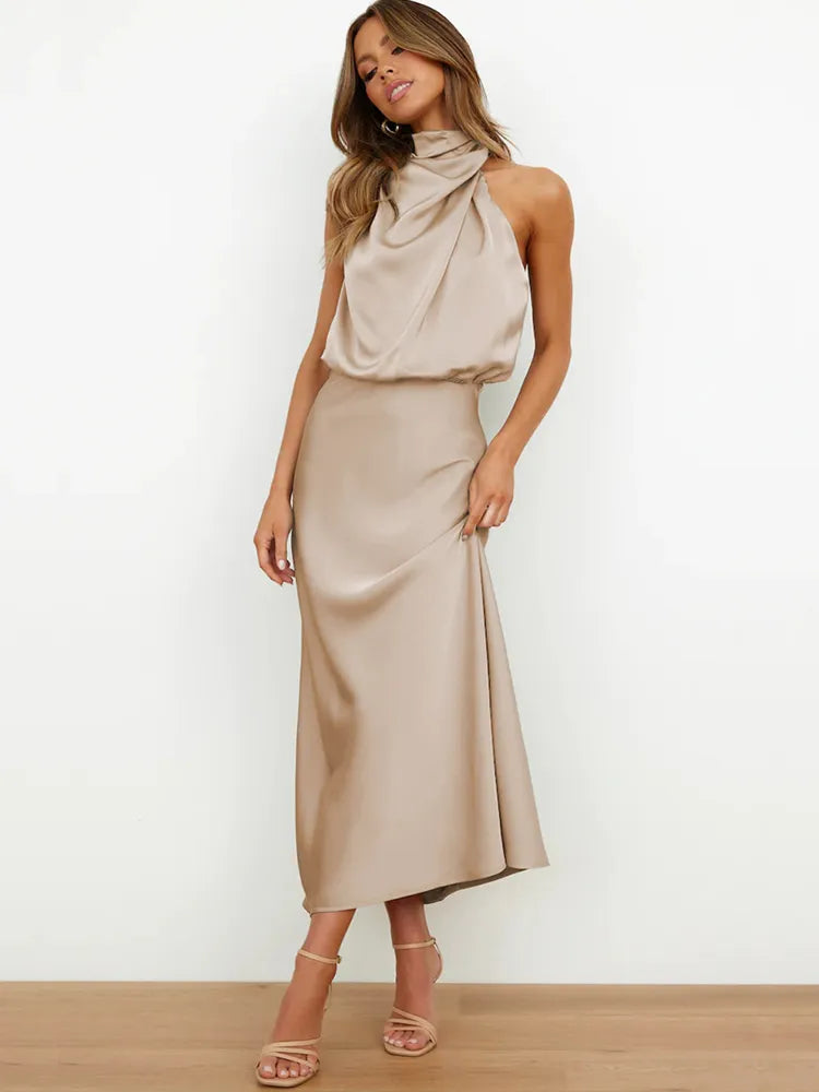 Elise - Elegante Satijnen Maxi Jurk