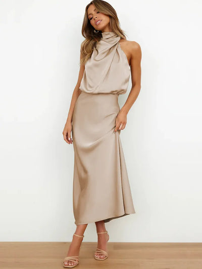 Elise - Elegante Satijnen Maxi Jurk