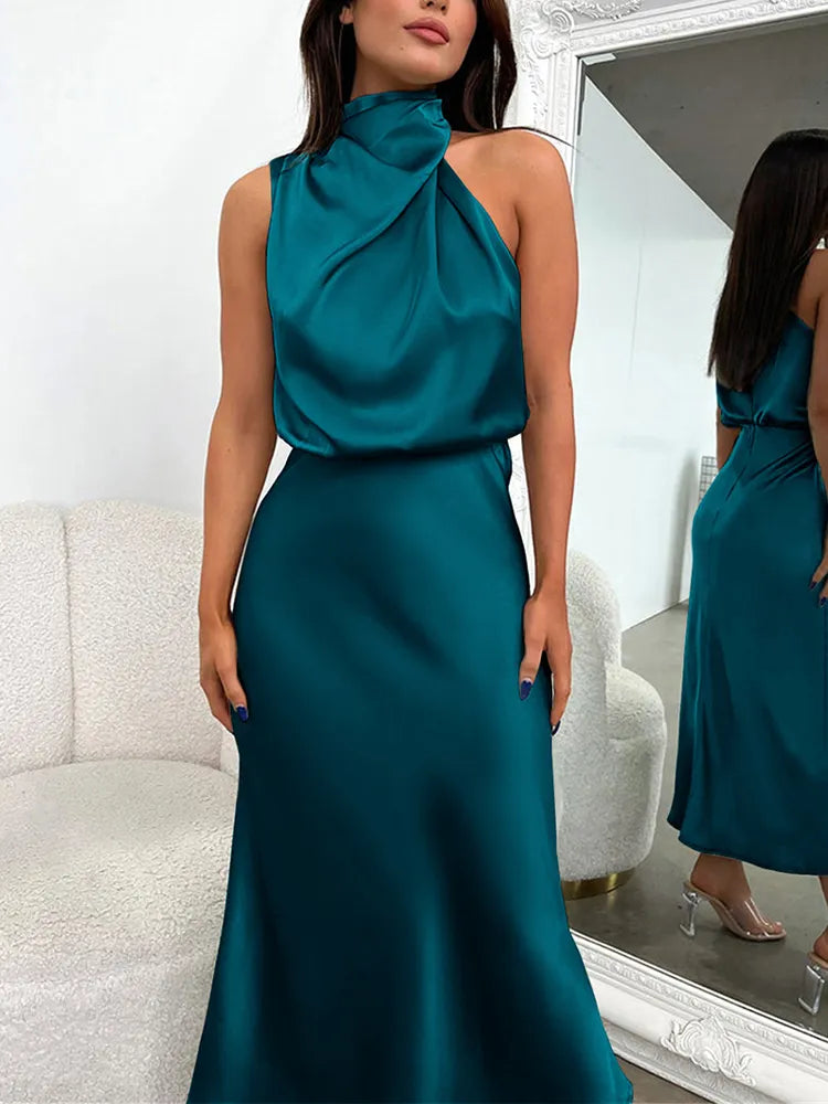 Elise - Elegante Satijnen Maxi Jurk