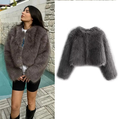 Kenzie - Elegante Pluche Fur Mantel