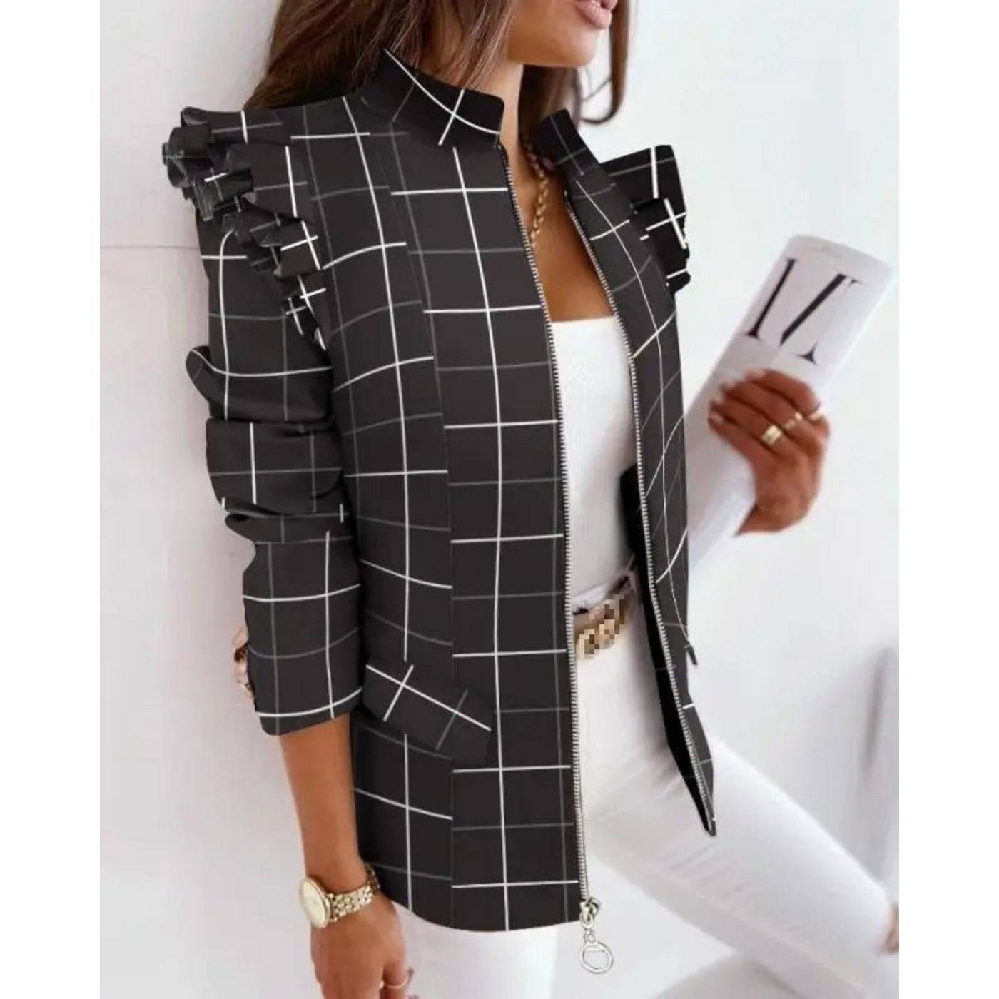 Temperament streep stijl dames blazer