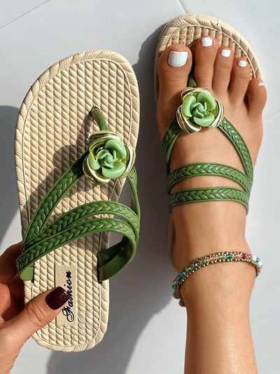 Yasmine | Strandslippers Met Bloemenmotief