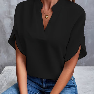 Emma - Effen v-hals chiffon blouse