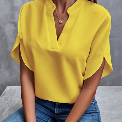 Emma - Effen v-hals chiffon blouse