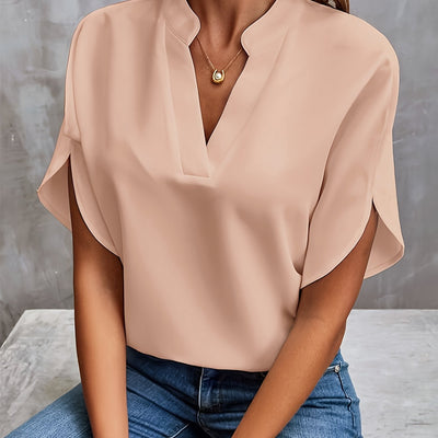 Emma - Effen v-hals chiffon blouse