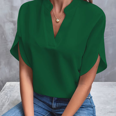 Emma - Effen v-hals chiffon blouse