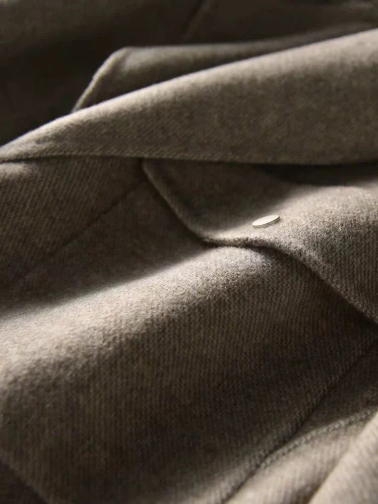 Lillian - elegante kraag naar beneden warme crêpe jas