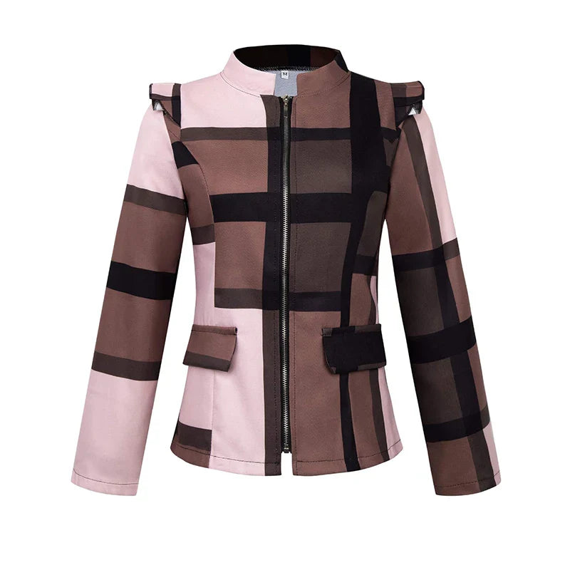 Desiree - elegante geruite jas met rits